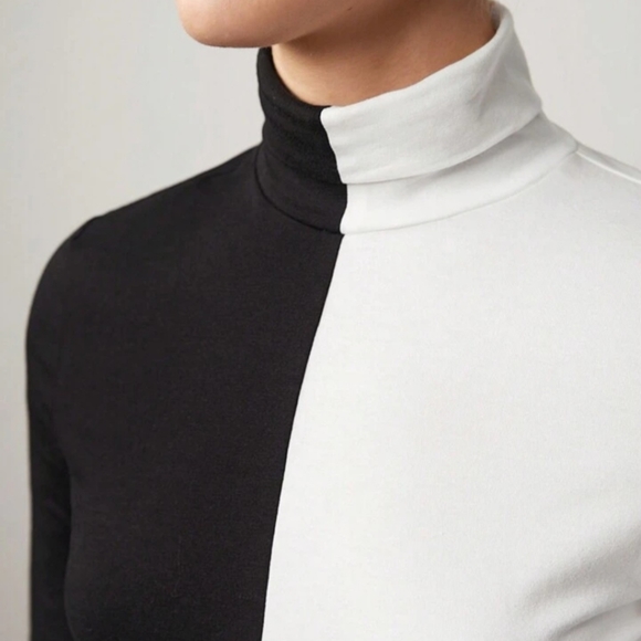 Black & White Colorblovck Turtleneck - Picture 4 of 5